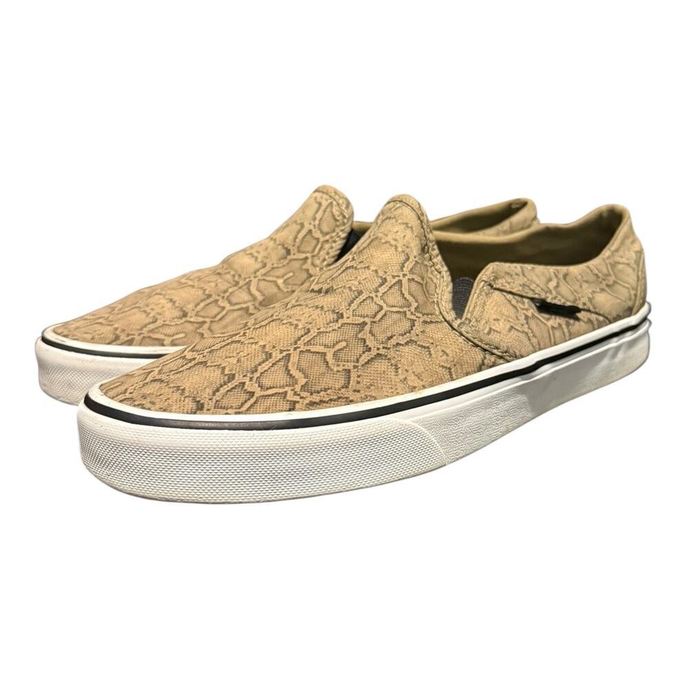 VANS Slip On Snake Print Sneakers Women’s Size 9 Skate Shoes Laceless Brown